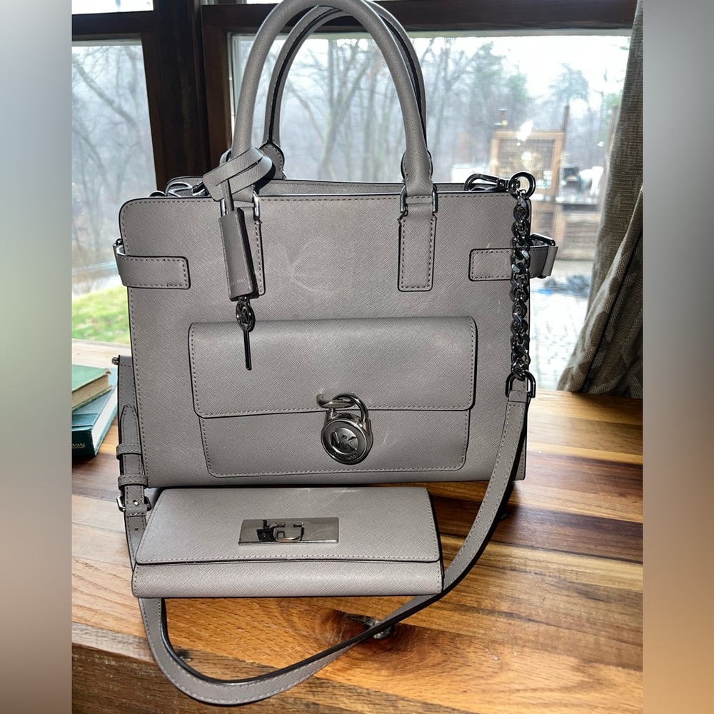 Michael Kors Saffiano Leather Emma Satchel and Wallet Set